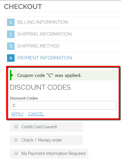 Checkout > Payment Information